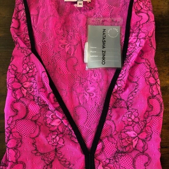 325$-Natasha Zinko Hot Pink Lace Bodysuit 34/0 NWT - Picture 14 of 14